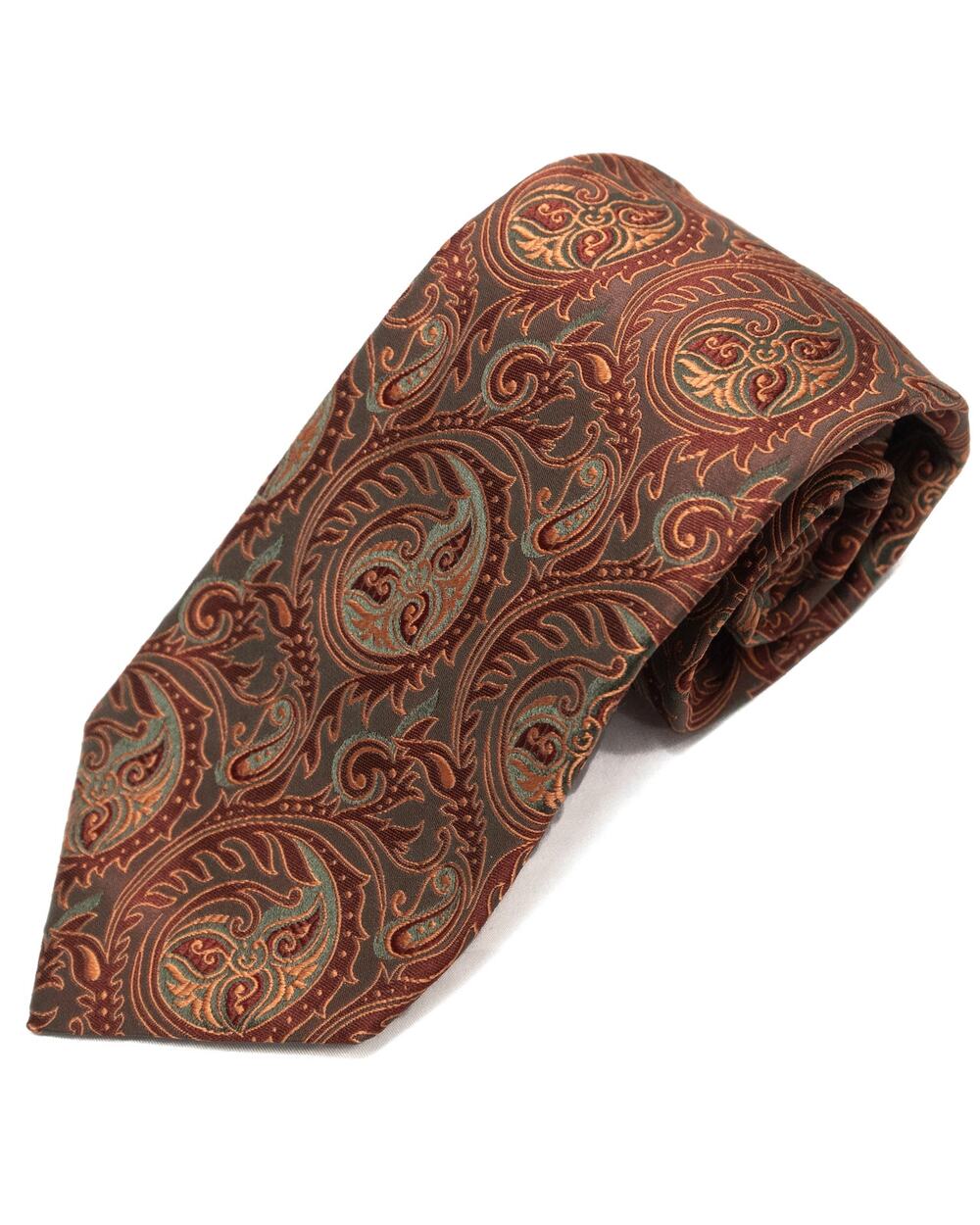 Santorelli Rust Paisley 100% Silk Tie Necktie Made In Italy